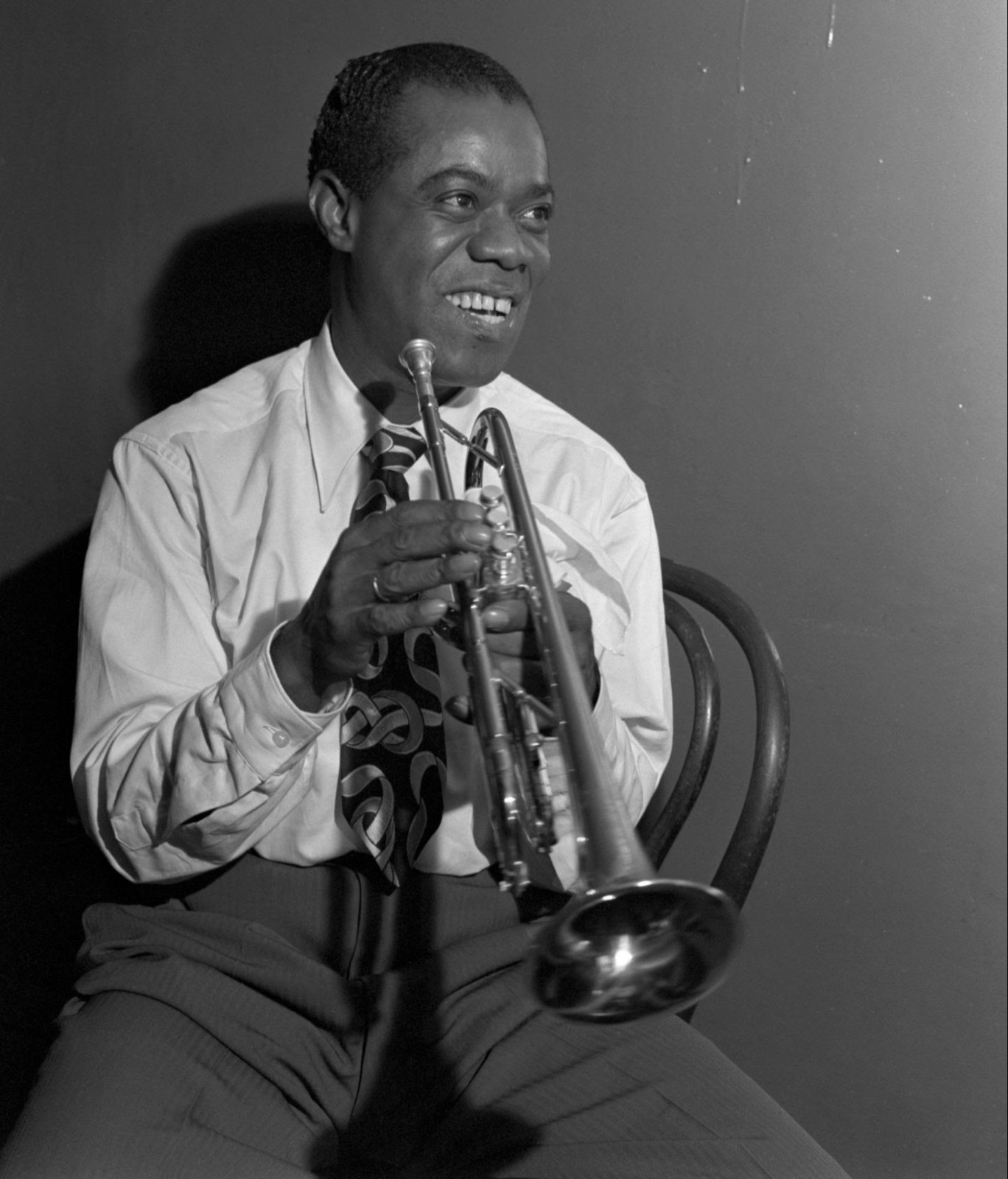 Louis Armstrong, photographed by William P. Gottlieb, c. 1946.